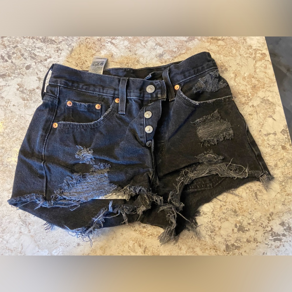 Black Levi Jean 501 Shorts. Size 24.